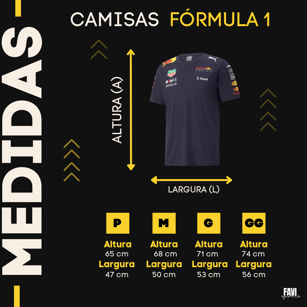 camisa red bull f1 tamanho
